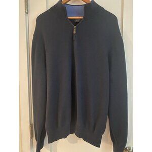 Brooks Brothers 346 Men’s Sweater XL Pima Cotton 1/4 Zip Ribbed Knit Navy Blue